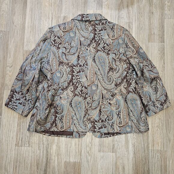 Vtg Covington Tapestry Jacket Womens 24W Floral Blue Brown Cottagecore Boho - Picture 5 of 8